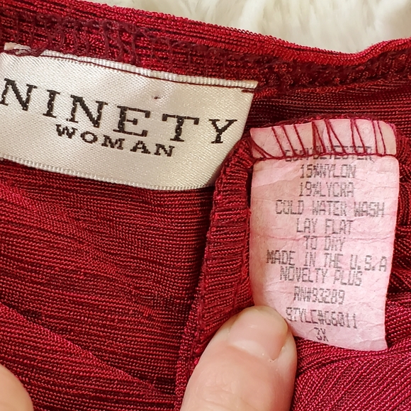 Ninety 90 Woman Burgundy Long sleeve tunic top 3X Casual Office Everyday Wear - Picture 4 of 5